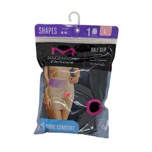 NWT Maidenform Flexees Half Slip FP0702 L Black Firm Control Shaping Waistband‎